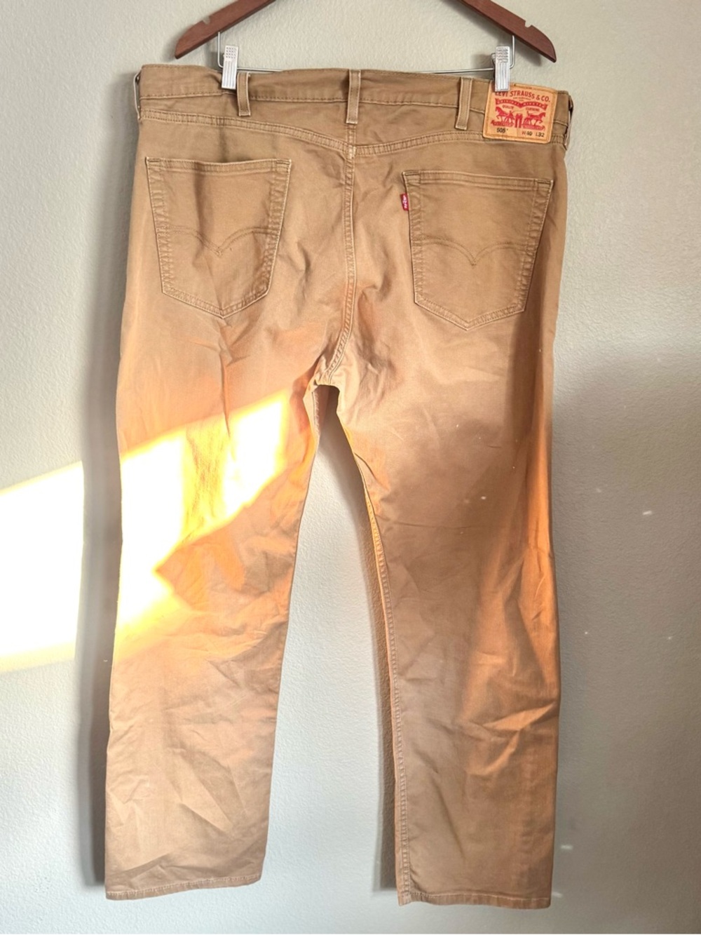 Levi’s MENS 505 Regular Fit Straight Jeans Carraway Tan Size 40x32 - Picture 6 of 8